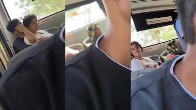 College Cute Girl Boobs Pressing – Having Sex Government Bus
