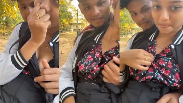 Horny Sweet School Girl – Outdoor Boobs Suck MMS