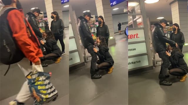 Lovers Caught Dick Blowjob in Metro Station