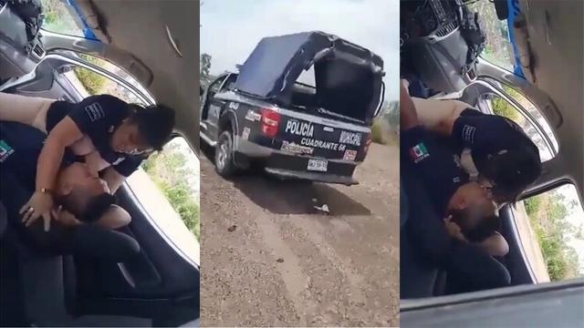 Guy Secretely Cops are fucking in car in an abandoned field Video