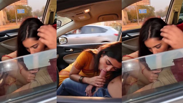 Indian Girl Giving Sloppy Blowjob In Car With BF Dick Mms